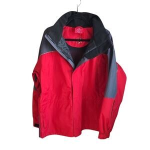 Vintage Marlboro Adventure Team Red and Black Hooded Waterproof Jacket Men Large